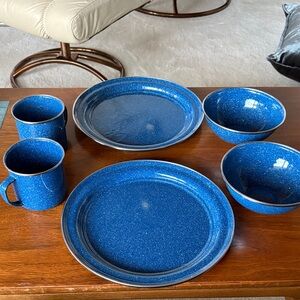🏕️Blue Enamelware Camping Dining Set